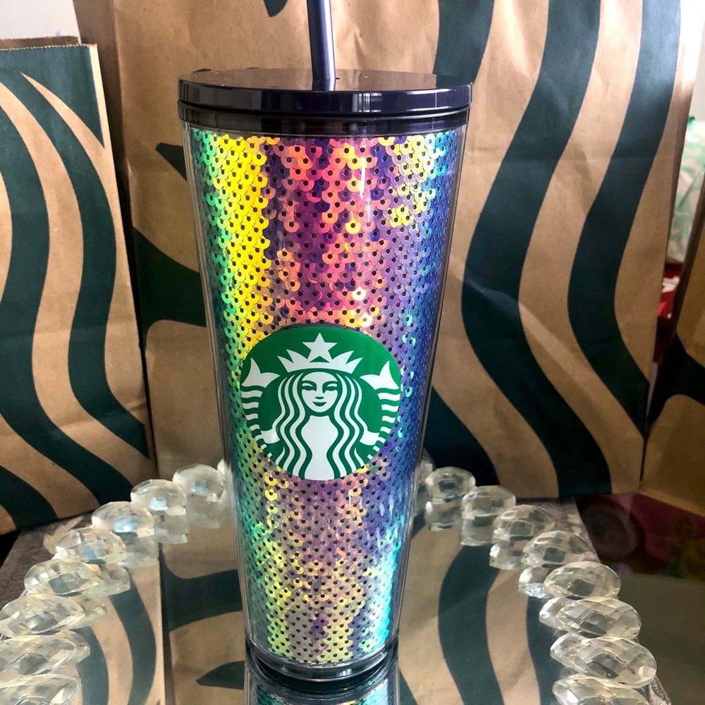 SALE:Starbucks Dark Blue Sequin Venti Cold Cup Tumbler